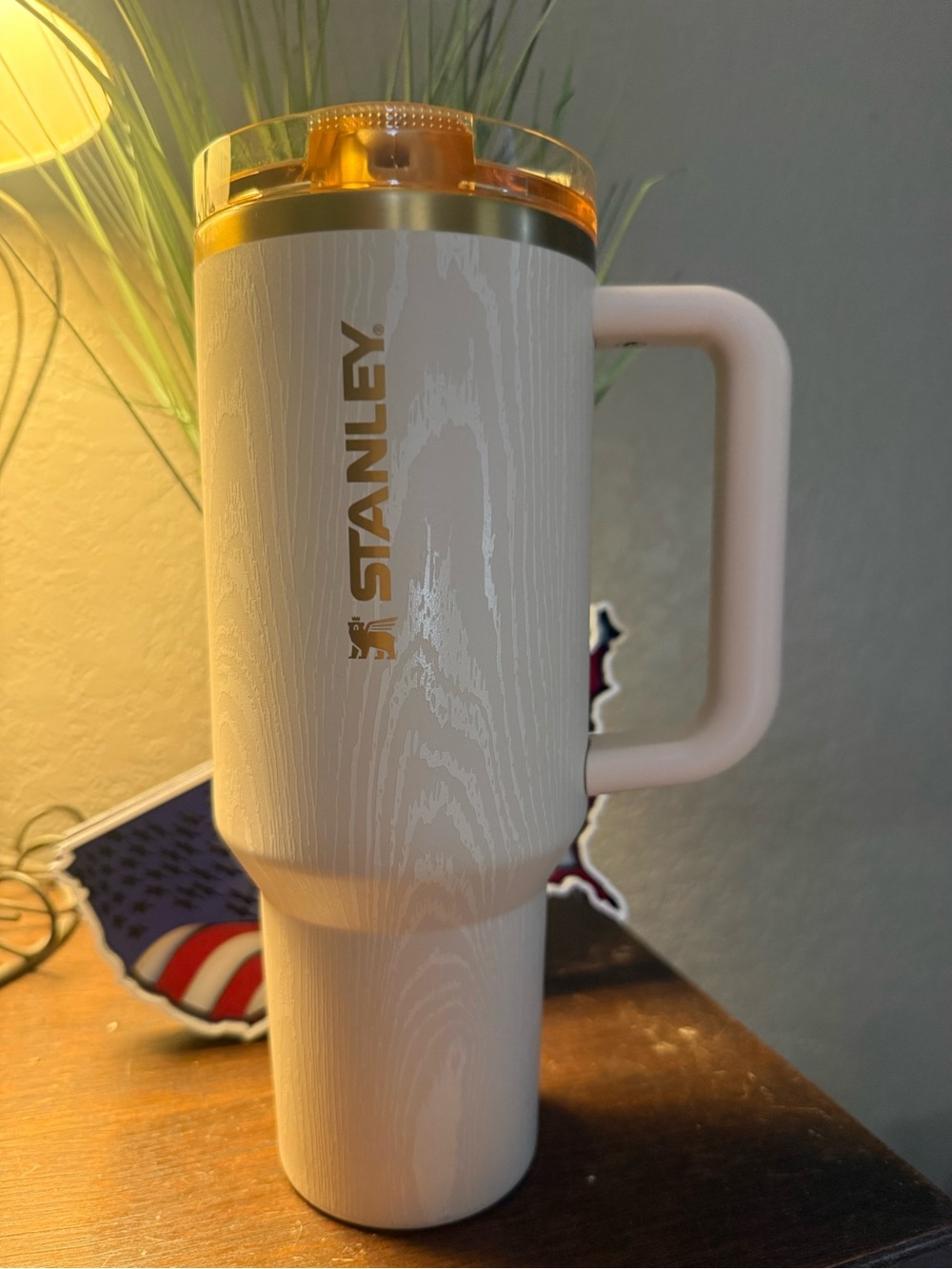 Stanley White Travel Tumbler with Gold Accent